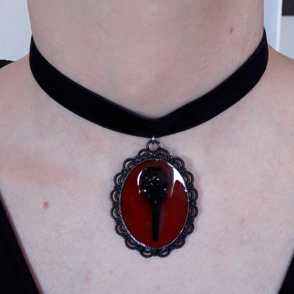 Choker gothique crâne de corbeau – Image 2