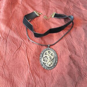 Collier double Engrenages, collier steampunk femme