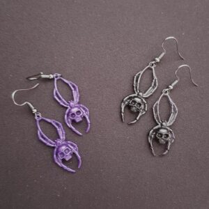 Boucles d'oreilles araignée, noire ou violette