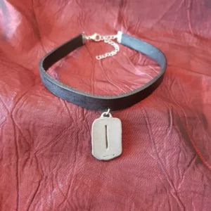 Choker viking runique Is/Isaz, cuir véritable