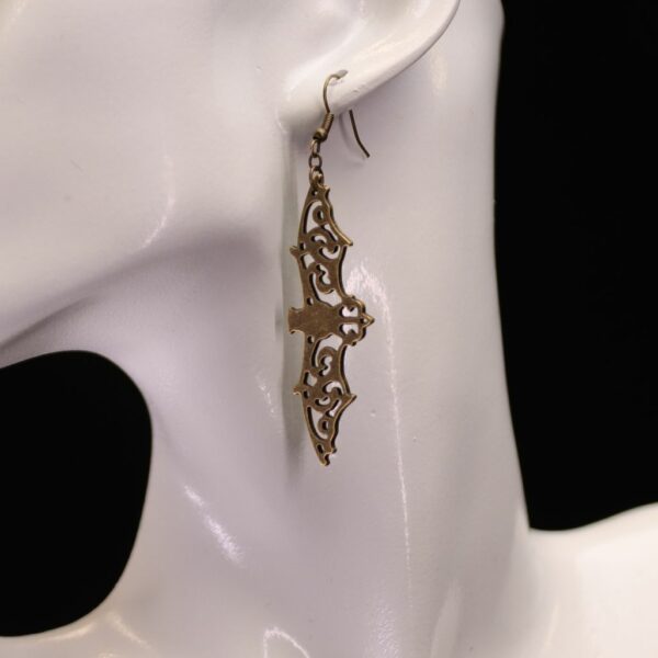 Boucles d'oreilles grande chauve souris, couleur bronze ou argent – Image 3