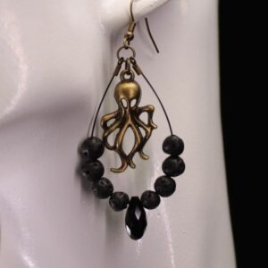 Boucles d'oreilles Kraken is back, bronze et lave