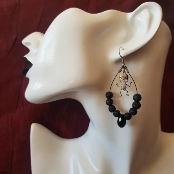 Boucles D'oreilles Squelette Halloween - Style Gothique Punk, Pendantes Longueur - Pour Homme Et Femme - Cadeau Fête, Cosplay, Déguisement