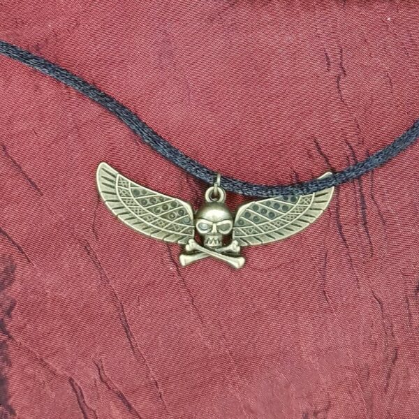 Collier double ailes et crâne, style égypte antique – Image 2