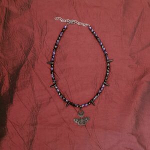 Collier papillon et lunes, violet et noir 6