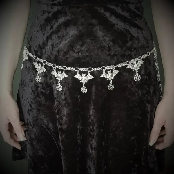 Ceinture de hanches gothique avec pentacle et chauve souris