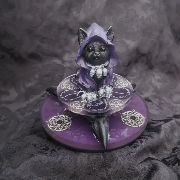 Purple Witchy Kitty, décoration de chat sorcier
