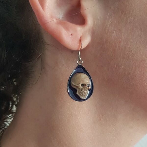 Boucles d’oreilles crâne, en acier inoxydable