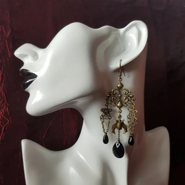 Boucles d'oreilles chauves-souris gothique /baroque