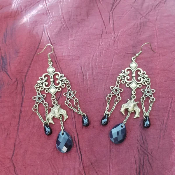 Boucles d'oreilles gothique /baroque avec chauve-souris