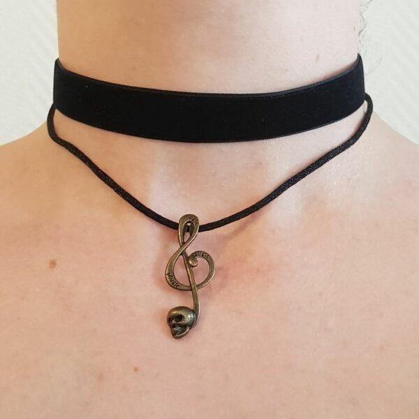 Collier double clef de sol crâne – Image 2