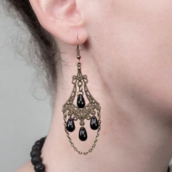 Boucles d'oreilles baroque avec chaine