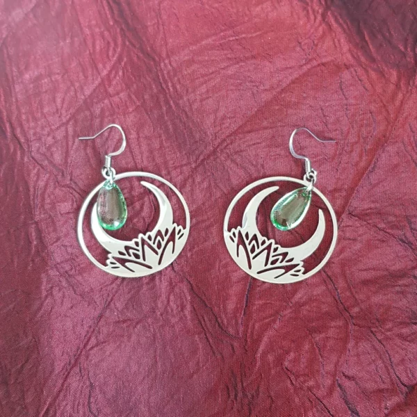 Boucles d'oreilles fleur de lotus et lune – Image 3