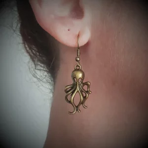 Boucles d'oreilles Kraken, bronze ou argenté