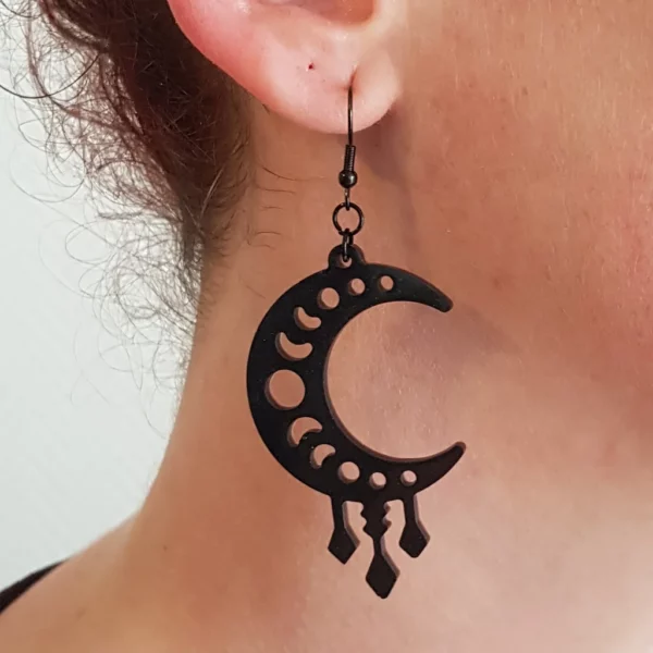 Boucles d'oreilles lune noire