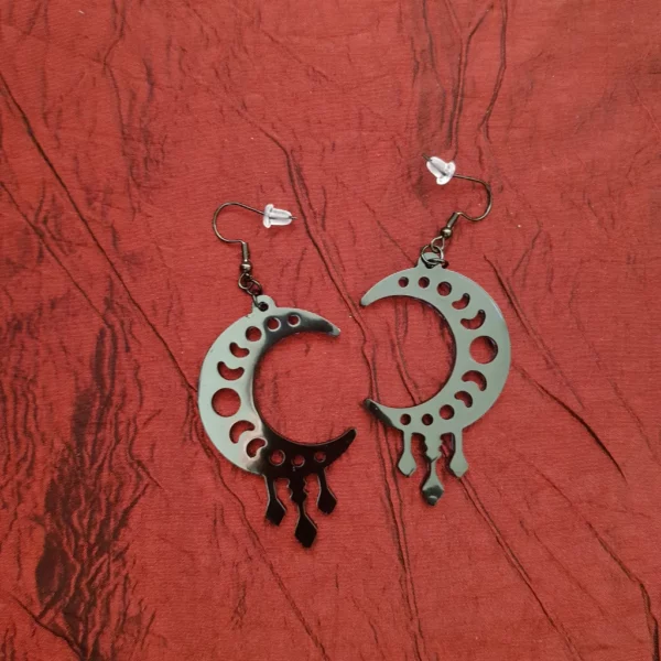 Boucles d'oreilles lune noire