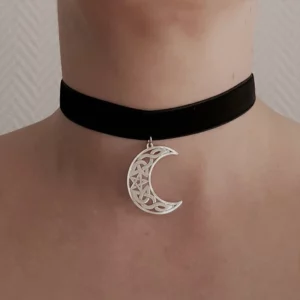 Choker lune celtique et pentacle