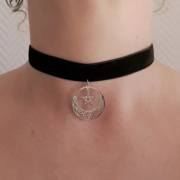 Choker celtique avec pentacle et entrelacs