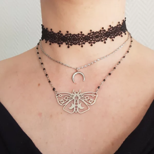 Collier papillon et lunes