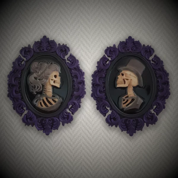 Cadres muraux couple squelette " Les amants " version violet