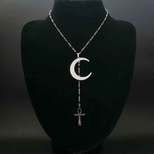 Collier lune et croix de Ankh