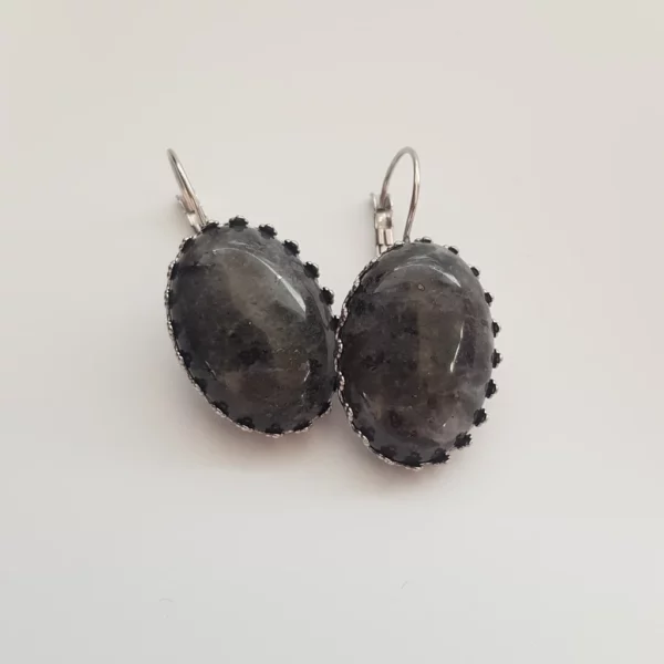 Boucles d'oreilles en pierre de larvikite.