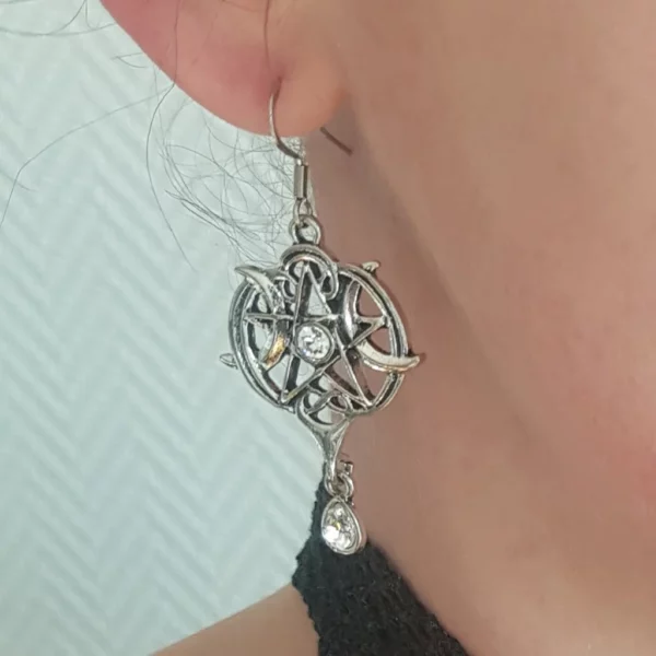 Boucles d'oreilles pentacle et lunes