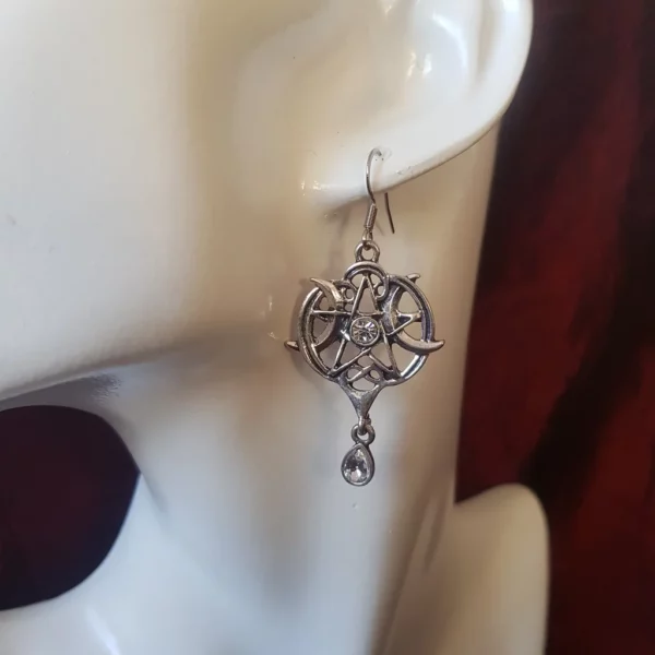 Boucles d'oreilles pentacle et lunes