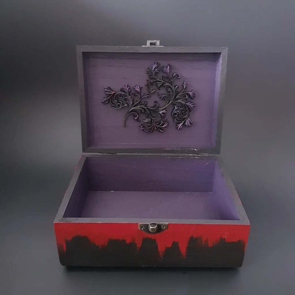 Boîte en bois décorée Dark Licorne