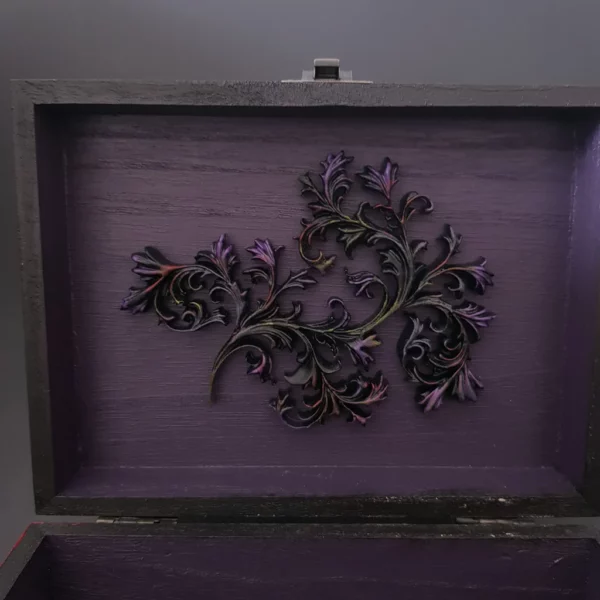 Boîte en bois décorée Dark Licorne