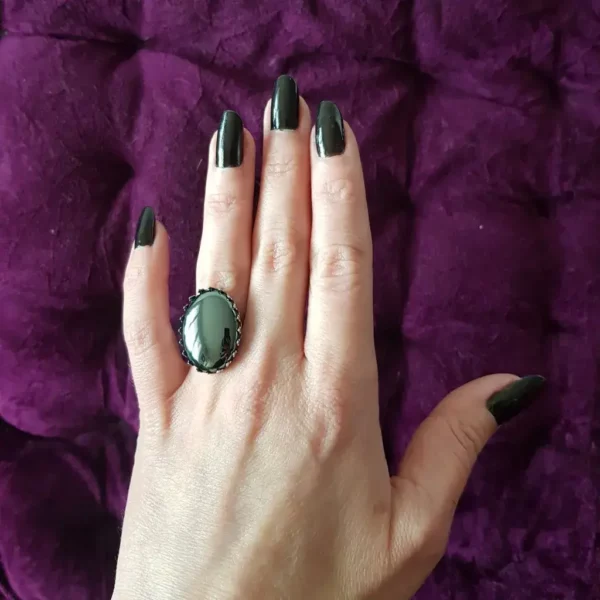 Bague gothique réglable en hématite – Image 3
