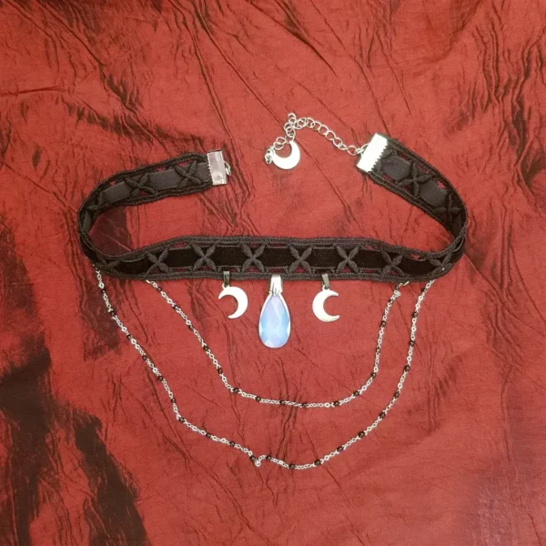 Collier ras de cou lune et opale – Image 4