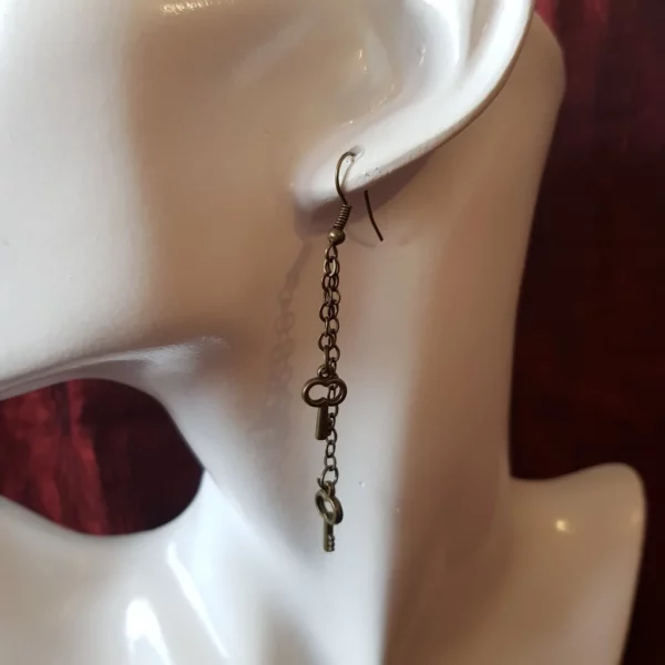 Boucles d'oreilles clé et engrenage steampunk – Image 4